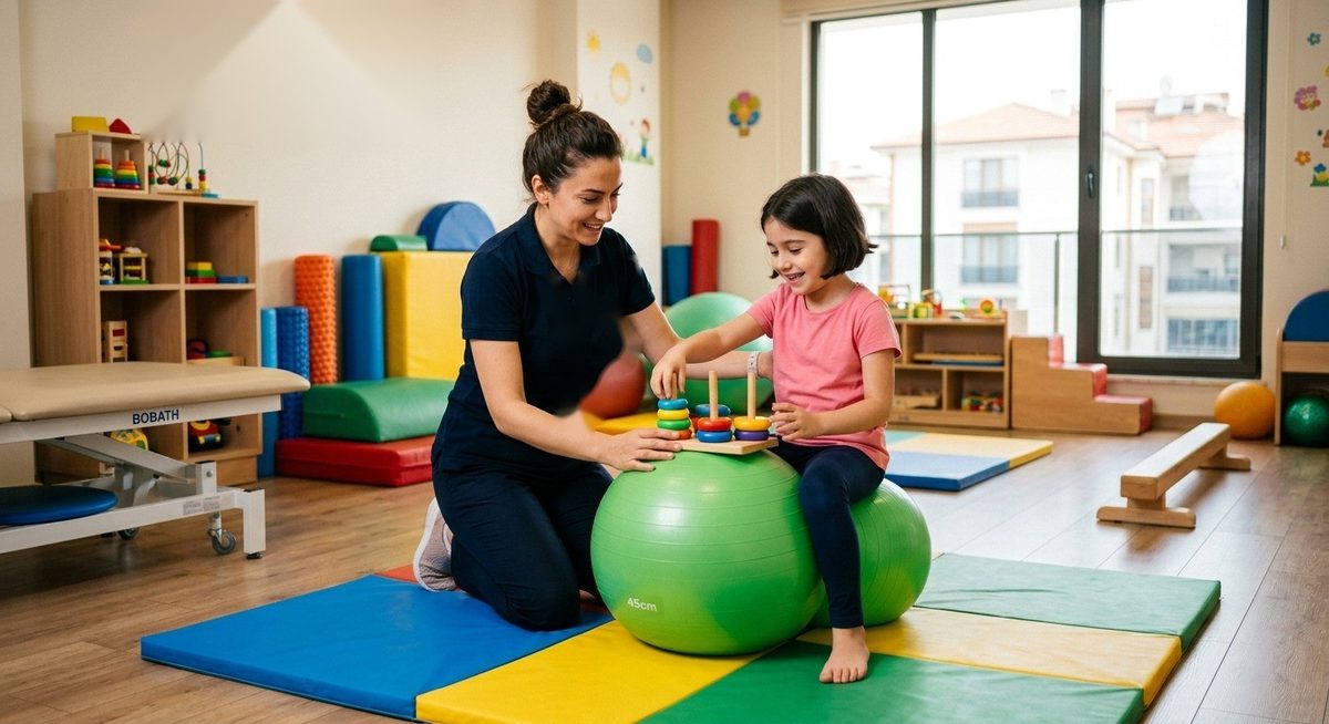 Oyun temelli pediatrik fizyoterapi seansından görüntü